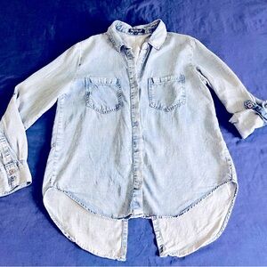 Light Blue Denim Button-Up Shirt